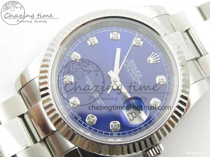 0406 Sporty DateJust 126334 SS Noob 1:1 904L Best Edition Blue Dial Diamond on Oyster Bracelet A 3164